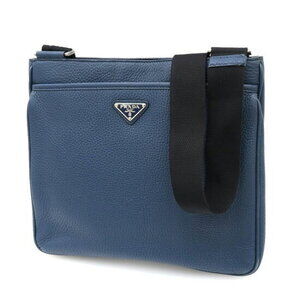 Prada Vitello Daino leather shoulder bag navy blue